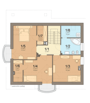 Rzut poddasza domu jednorodzinnego Awokado