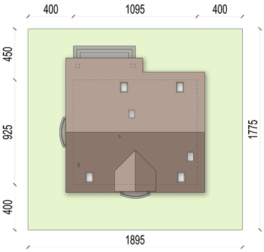 Rzut usytuowania domu jednorodzinnego Awokado na działce