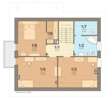 rzut poddasza domu jednorodzinnego Bakalia 2