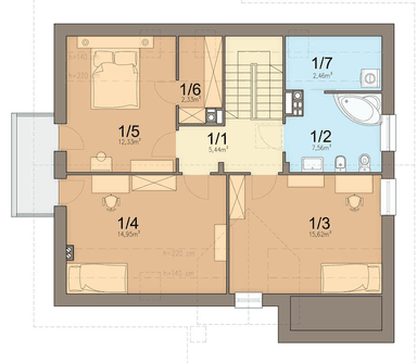 rzut poddasza domu jednorodzinnego Bakalia 3