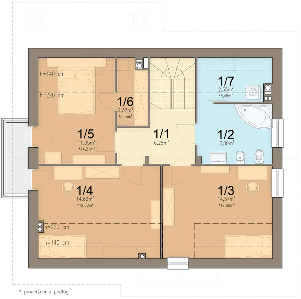 Rzut poddasza domu jednorodzinnego Bakalia 4