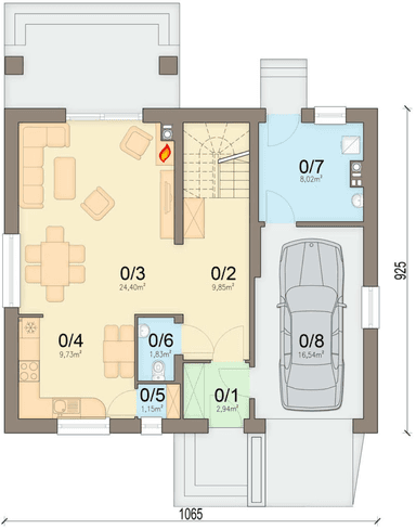 Rzut parteru domu jednorodzinnego Bakalia 4