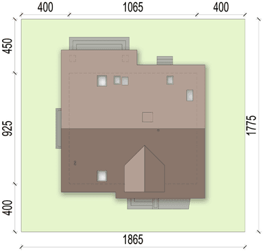 Rzut usytuowania domu jednorodzinnego Bakalia 4 na działce