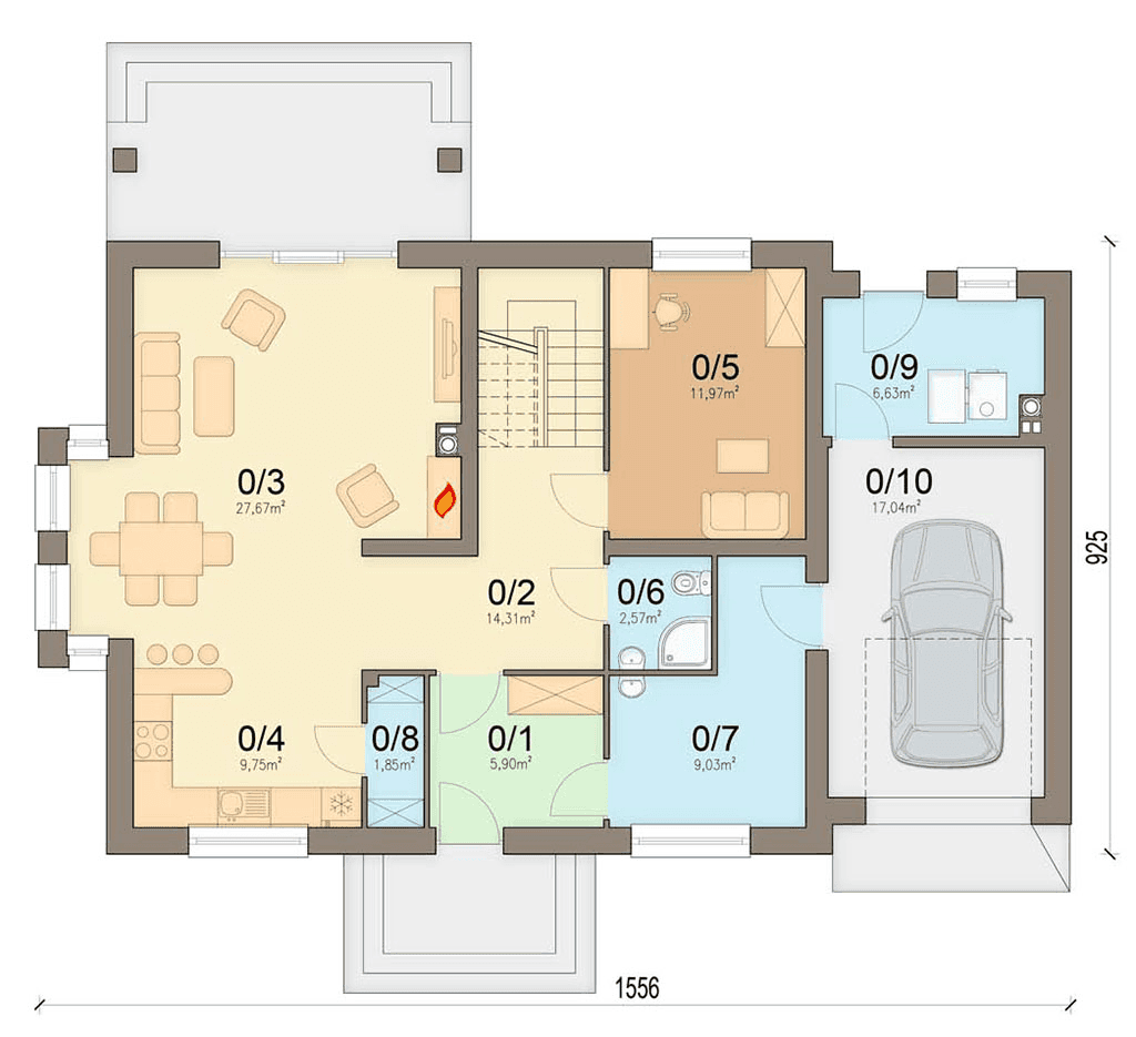 Rzut parteru domu jednorodzinnego Bakalia 5