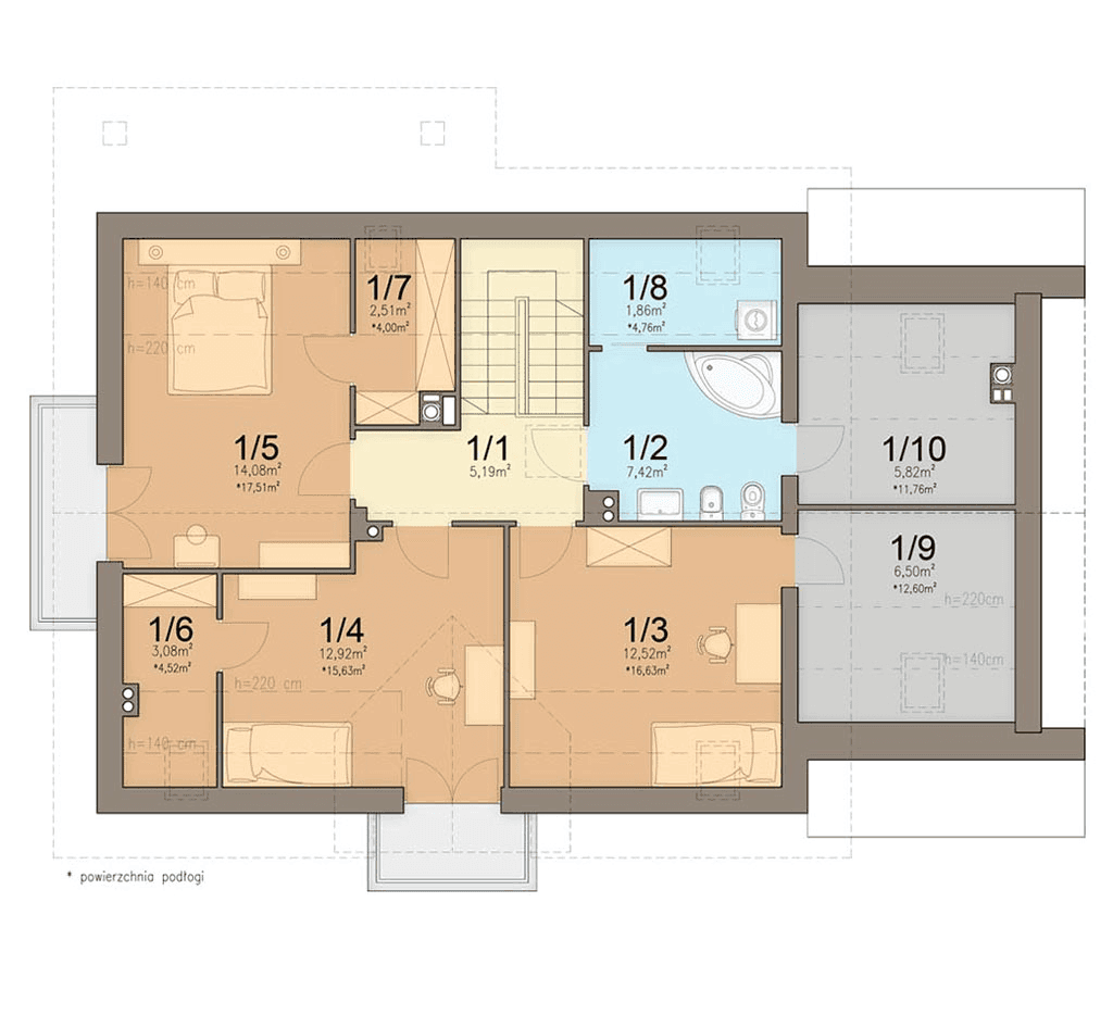 Rzut poddasza domu jednorodzinnego Bakalia 5