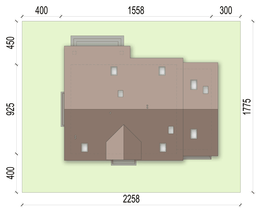 Rzut usytuowania domu jednorodzinnego Bakalia 5 na działce