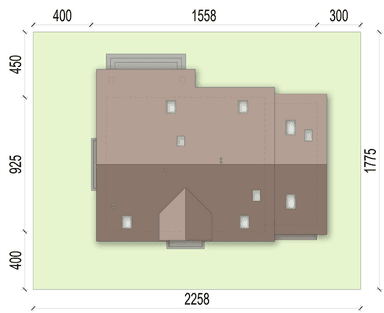 Rzut usytuowania domu jednorodzinnego Bakalia 5 na działce