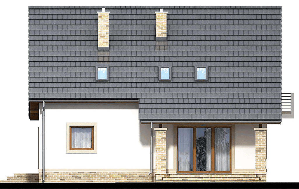 Elewacja prawa domu jednorodzinnego Bakalia 6