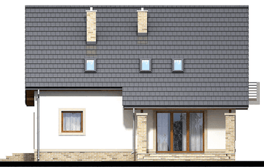 Elewacja prawa domu jednorodzinnego Bakalia 6