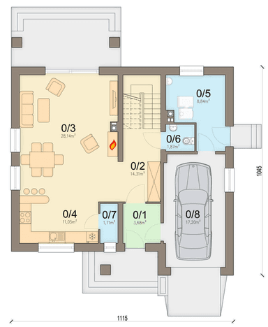 Rzut parteru domu jednorodzinnego Bakalia 6