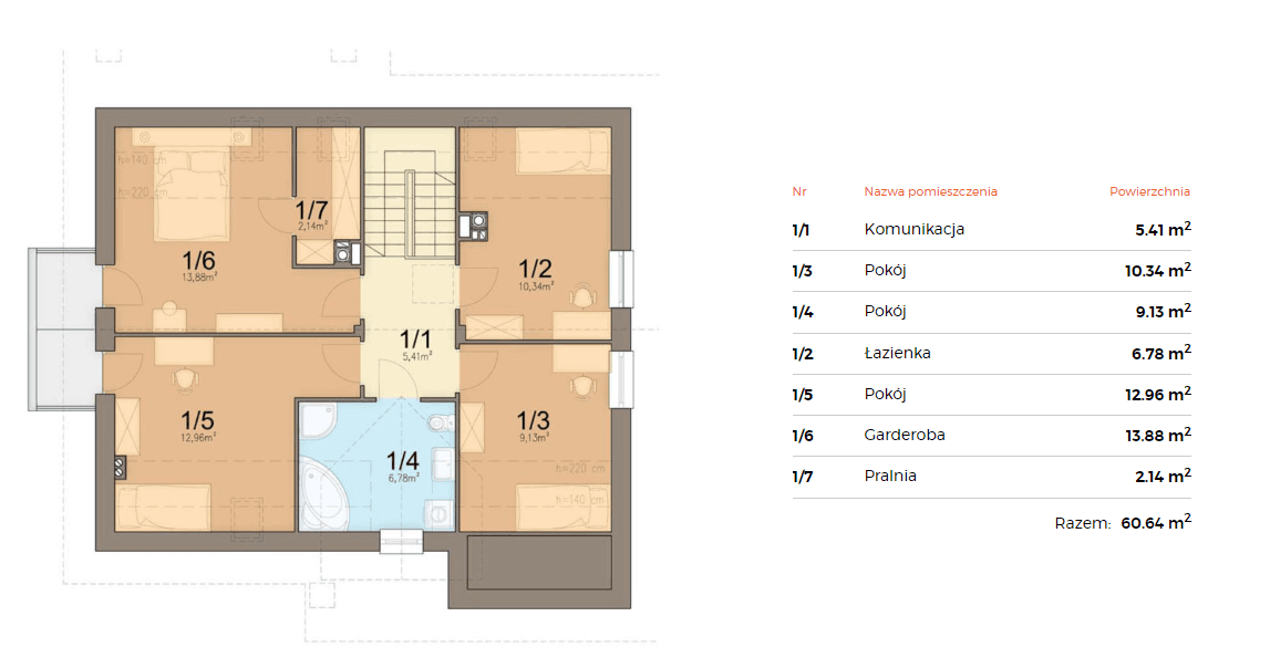 Rzut poddasza w projekcie Bakalia 6