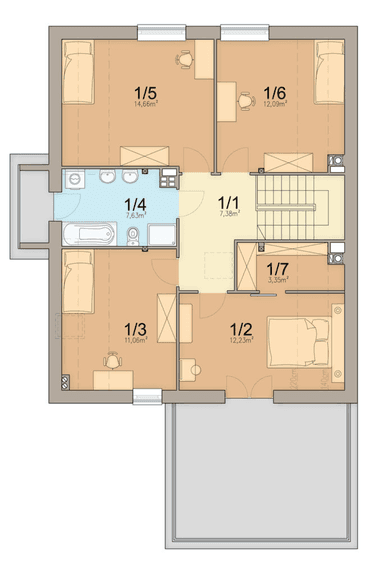 Rzut poddasza domu jednorodzinnego Bakardi