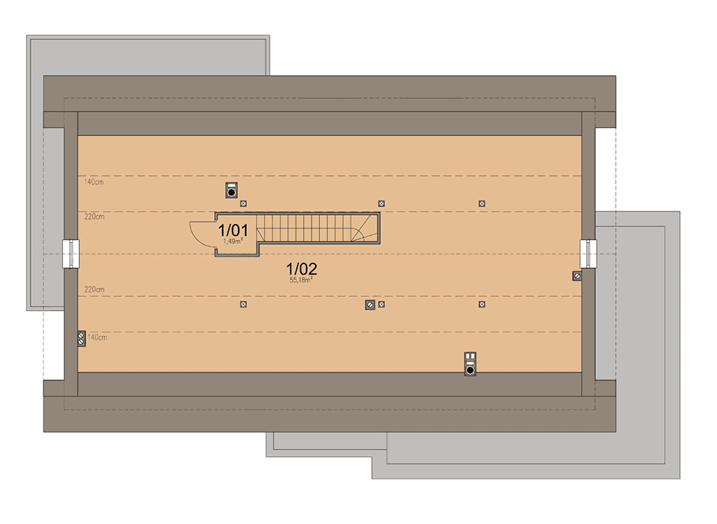 Rzut poddasza domu jednorodzinnego Bianco 2 modern