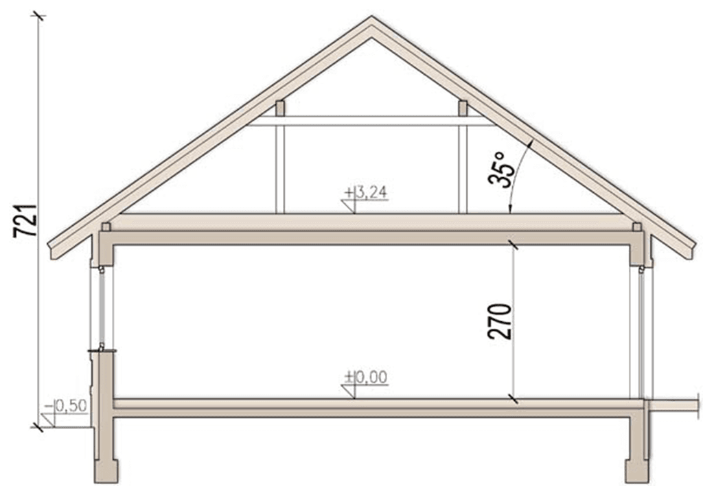 Przekrój domu jednorodzinnego Bianco G1