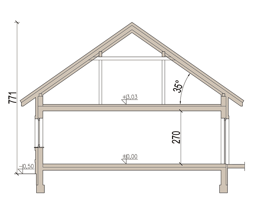 przekrój domu jednorodzinnego Bianco modern
