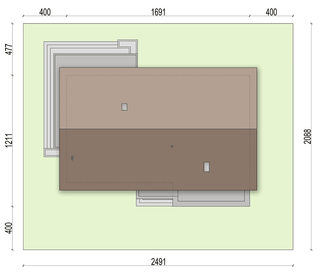 rzut usytuowania domu jednorodzinnego Bianco modern