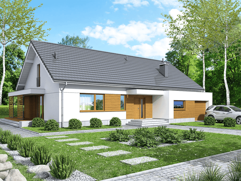 wizualizacja domu jednorodzinnego Bianco modern