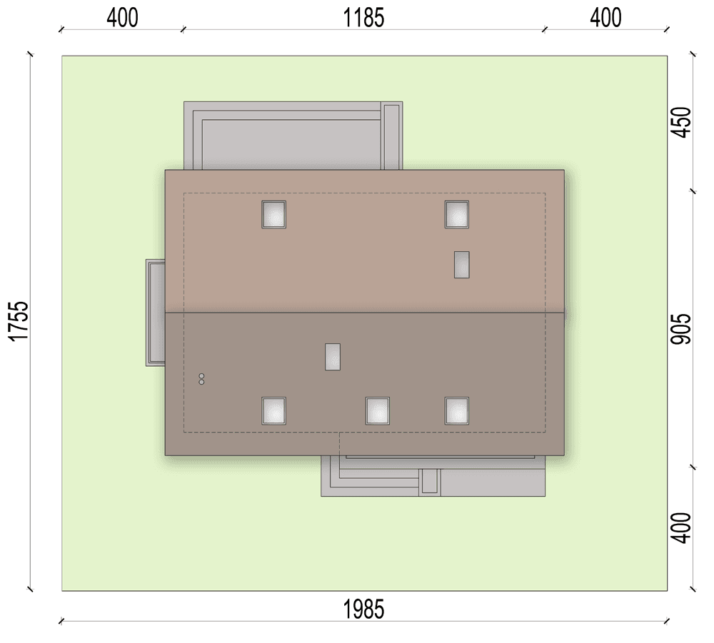 Rzut usytuowania domu jednorodzinnego Bueno 2 na działce