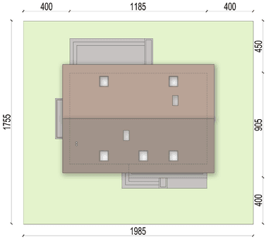 Rzut usytuowania domu jednorodzinnego Bueno 2 na działce