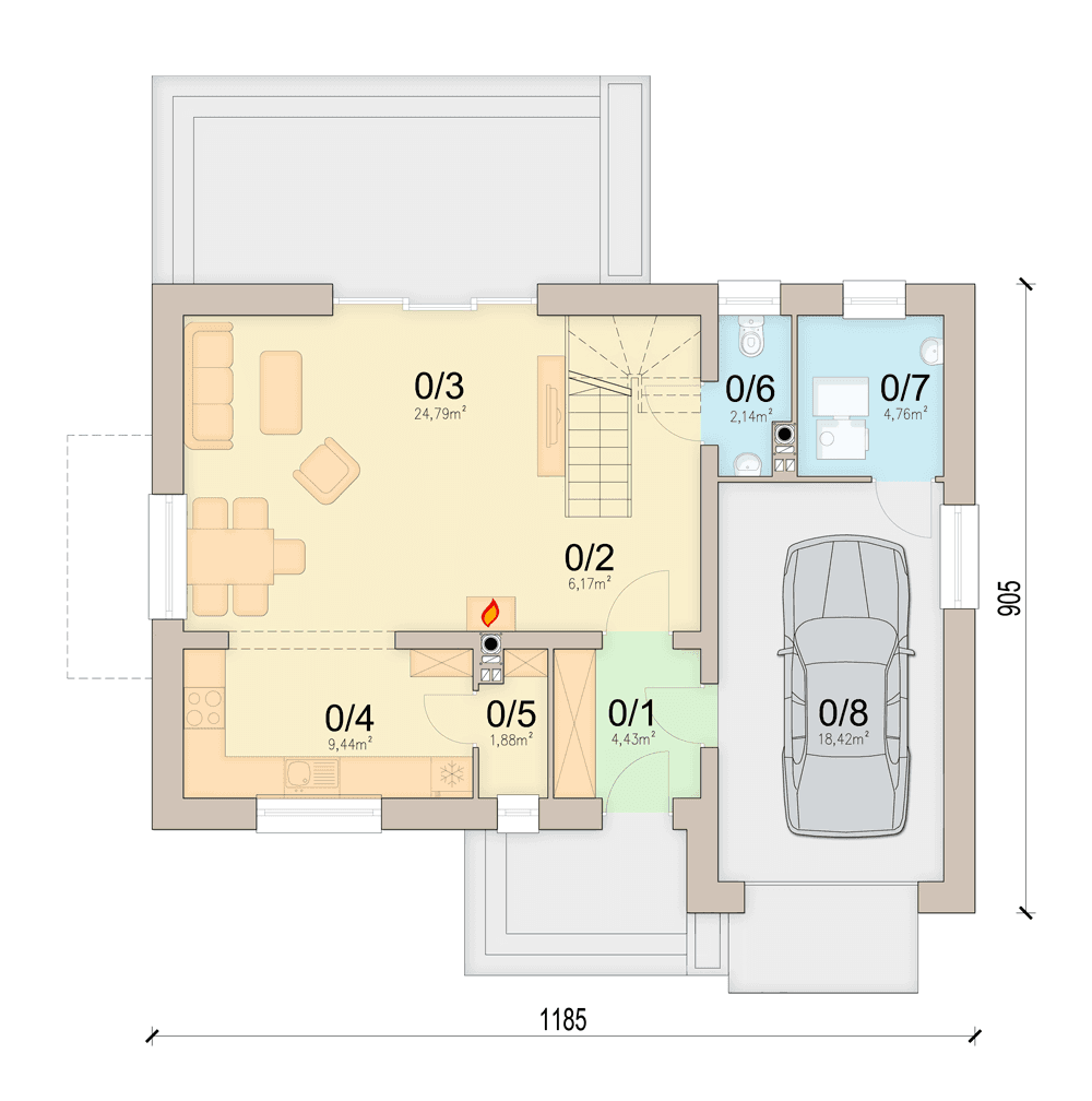 Rzut parteru domu jednorodzinnego Bueno 2