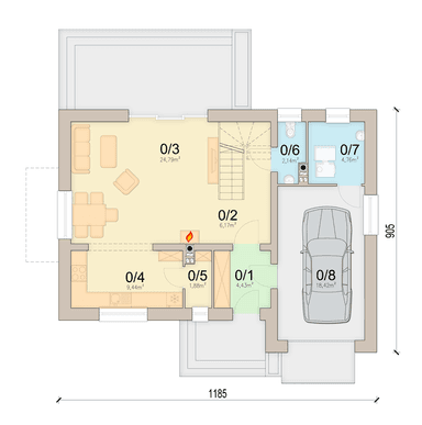 Rzut parteru domu jednorodzinnego Bueno 2