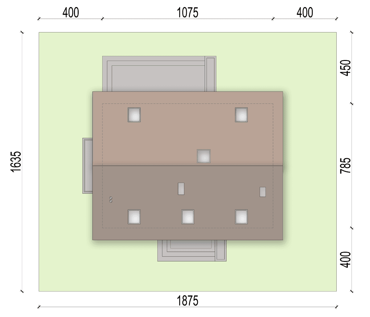 Rzut usytuowania domu jednorodzinnego Bueno na działce