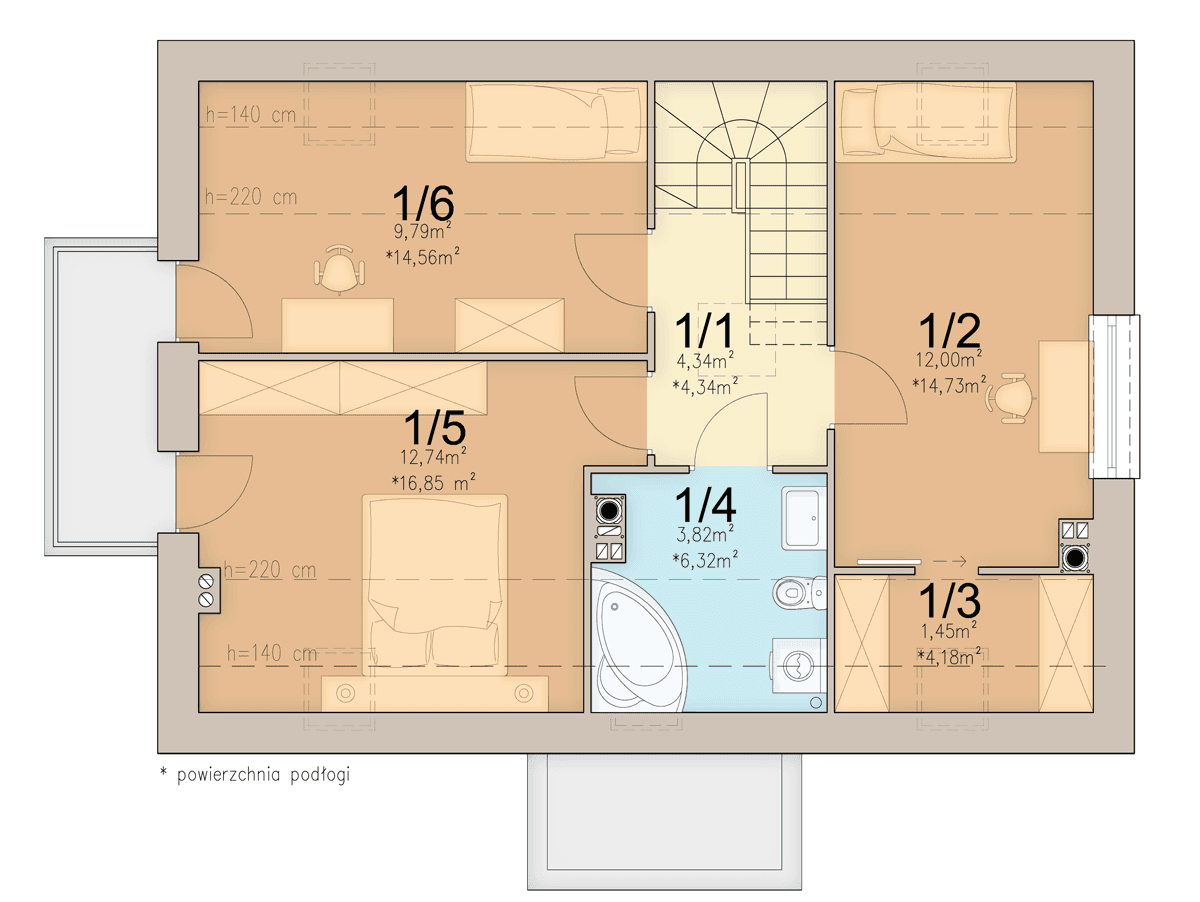 Rzut poddasza domu jednorodzinnego Bueno