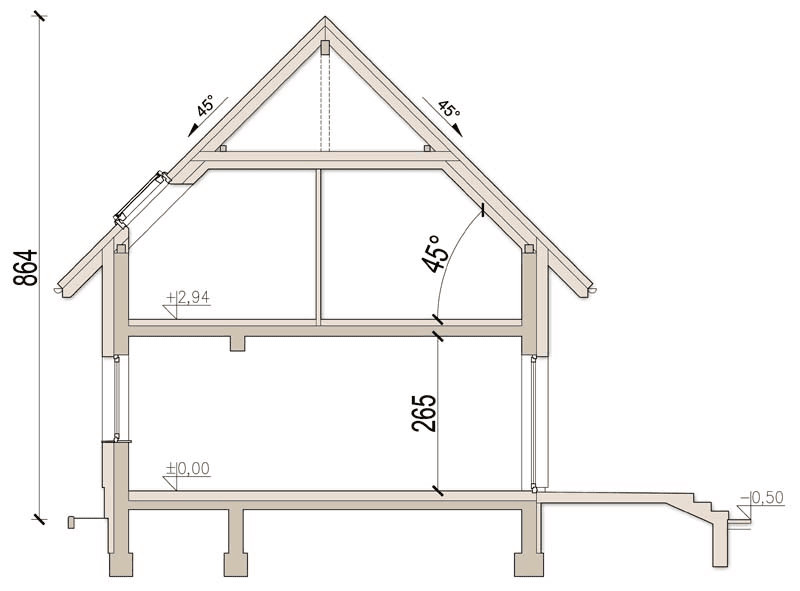 Przekrój domu jednorodzinnego Bueno 3