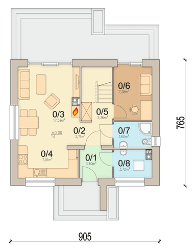 Rzut parteru domu jednorodzinnego Bueno 3