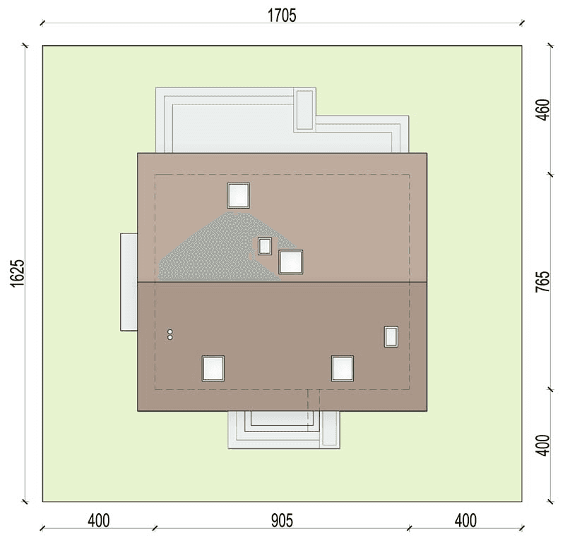 Rzut usytuowania domu jednorodzinnego Bueno 3 na działce