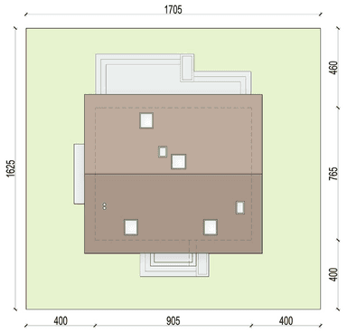 Rzut usytuowania domu jednorodzinnego Bueno 3 na działce