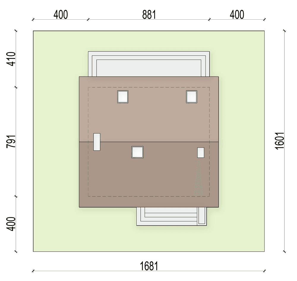 Rzut usytuowania domu jednorodzinnego Chili na działce