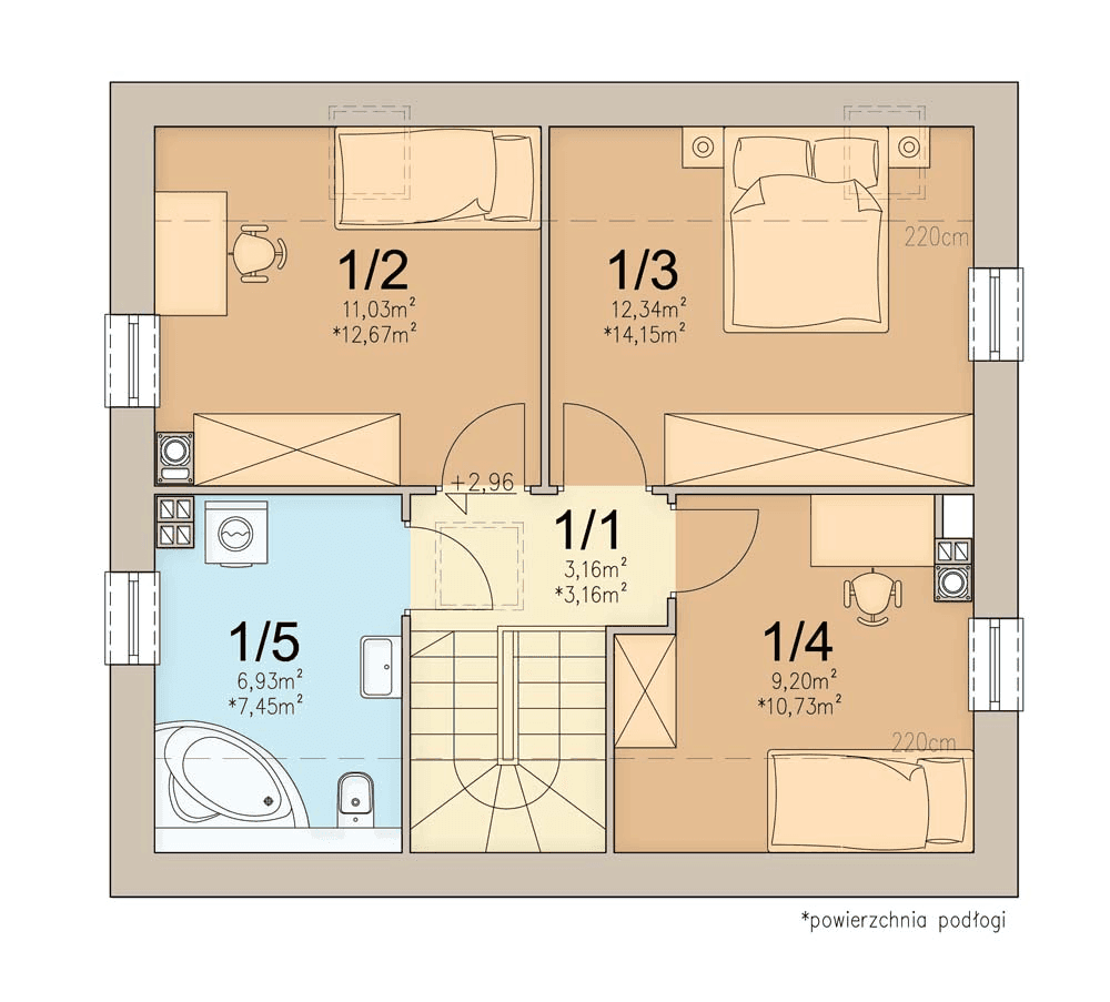 Rzut poddasza domu jednorodzinnego Chili