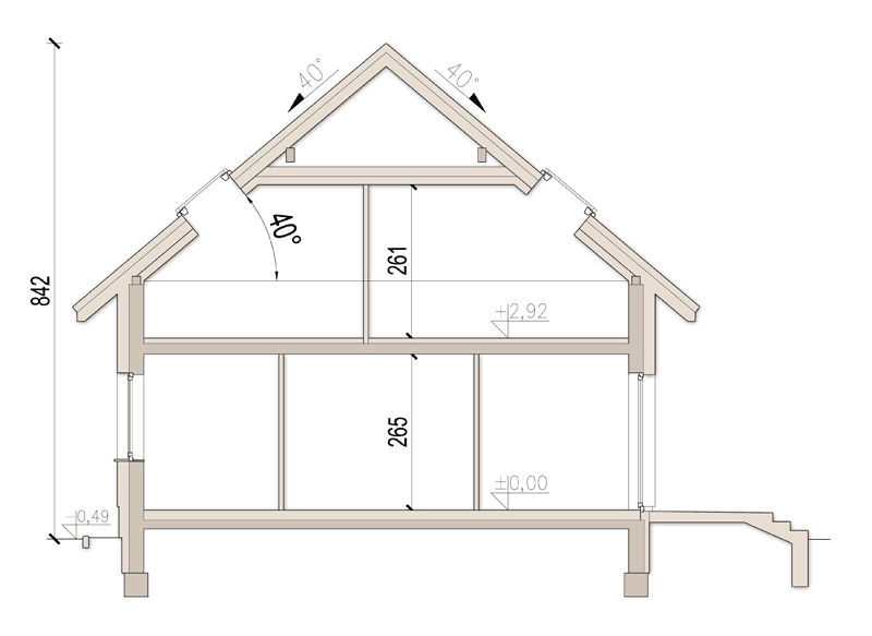 Przekrój domu jednorodzinnego Comodo