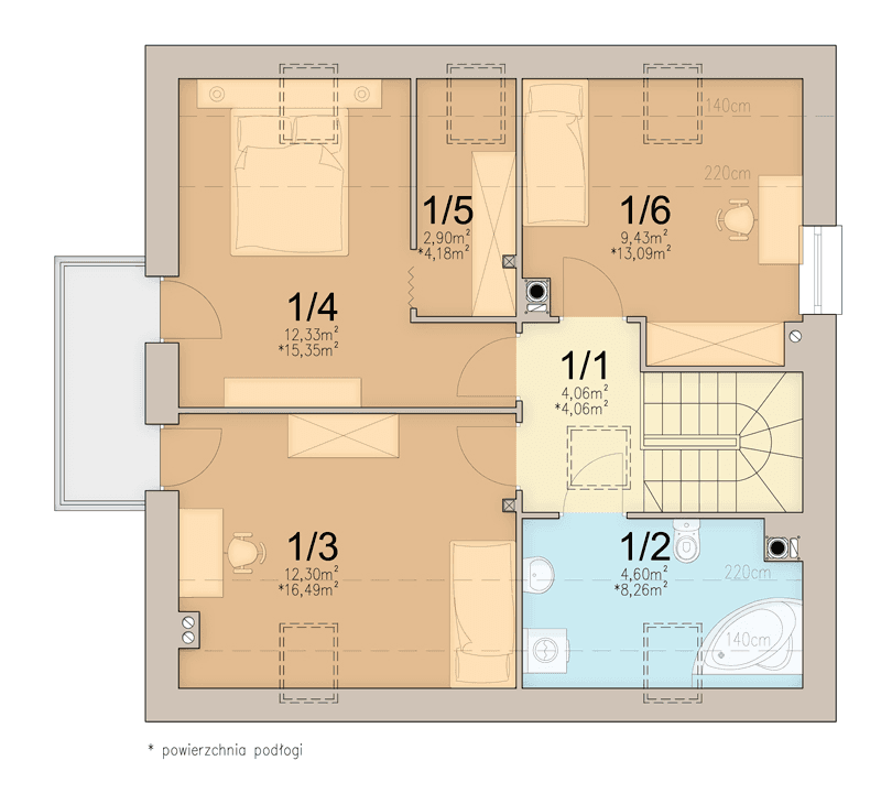 Rzut poddasza domu jednorodzinnego Comodo