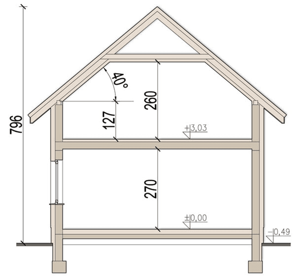 przekrój domu jednorodzinnego Cynamon