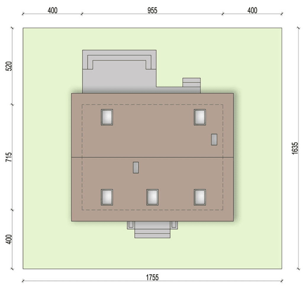 rzut usytuowania domu jednorodzinnego Cynamon
