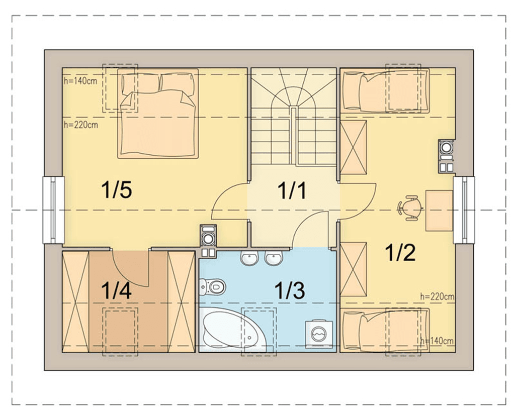 rzut poddasza domu jednorodzinnego Cynamon