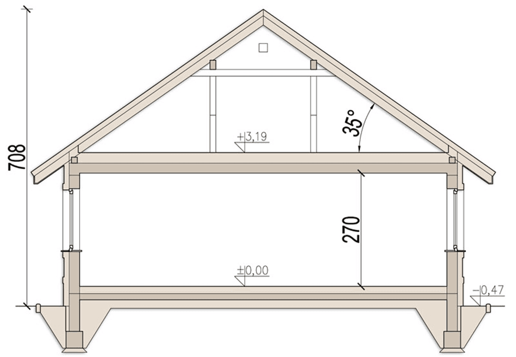 Przekrój domu jednorodzinnego Daktyl
