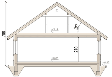Przekrój domu jednorodzinnego Daktyl