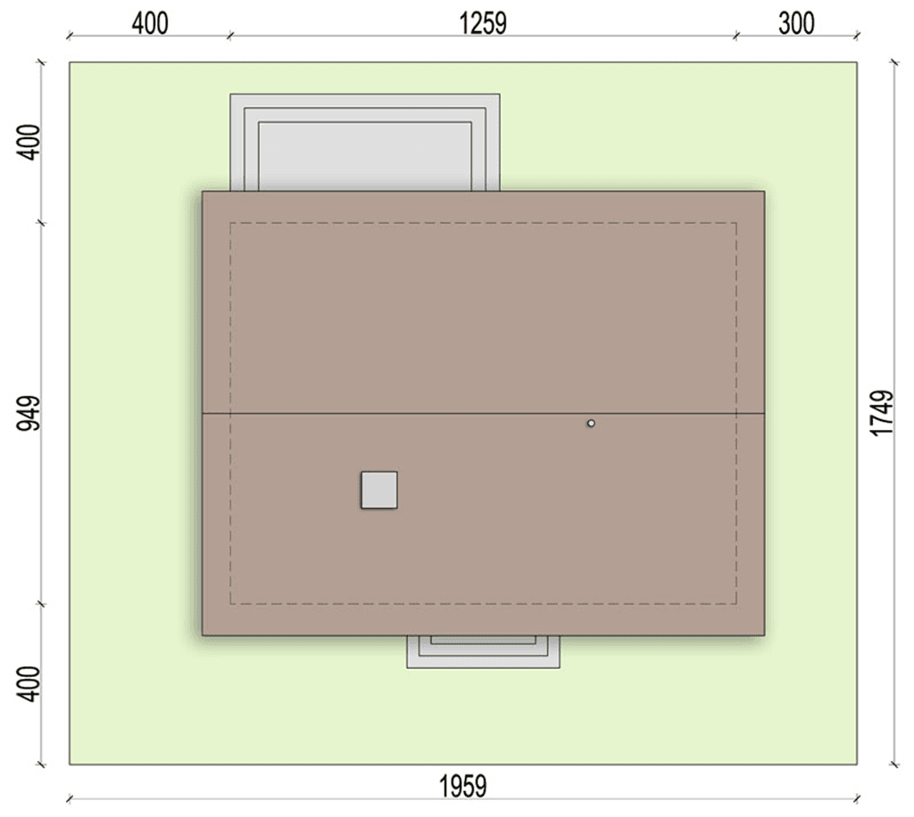 Rzut usytuowania domu jednorodzinnego Daktyl na działce