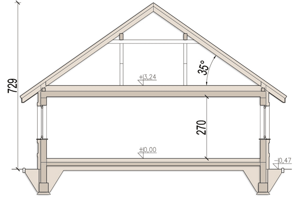 przekrój domu jednorodzinnego Daktyl 3