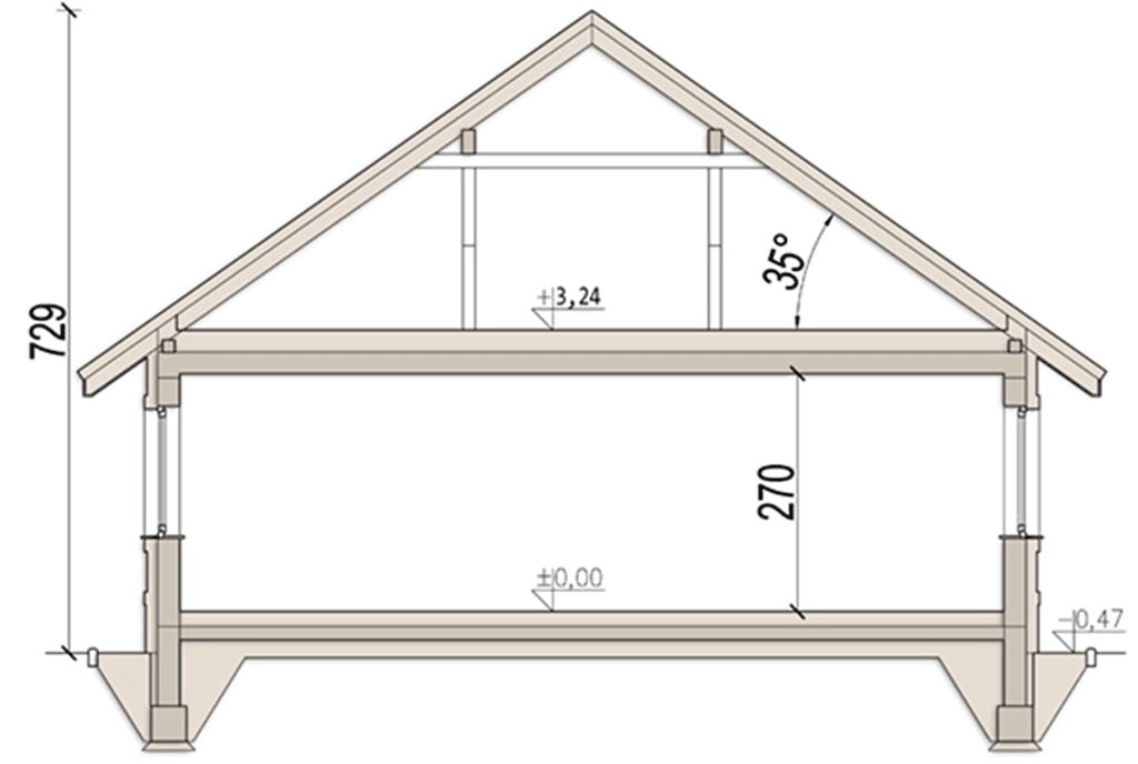 Przekrój domu jednorodzinnego Daktyl 4