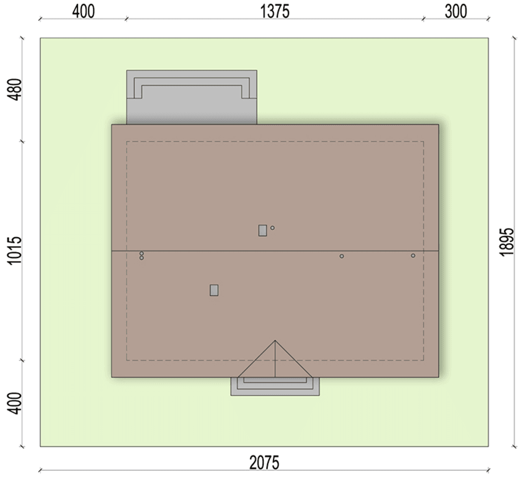 Rzut usytuowania domu jednorodzinnego Daktyl 4 na działce
