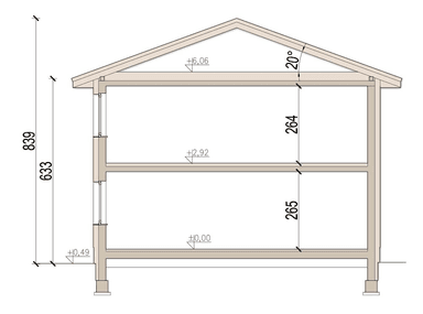 Przekrój domu jednorodzinnego Fresco 2
