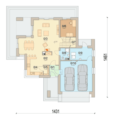 Rzut parteru domu jednorodzinnego Fresco 2