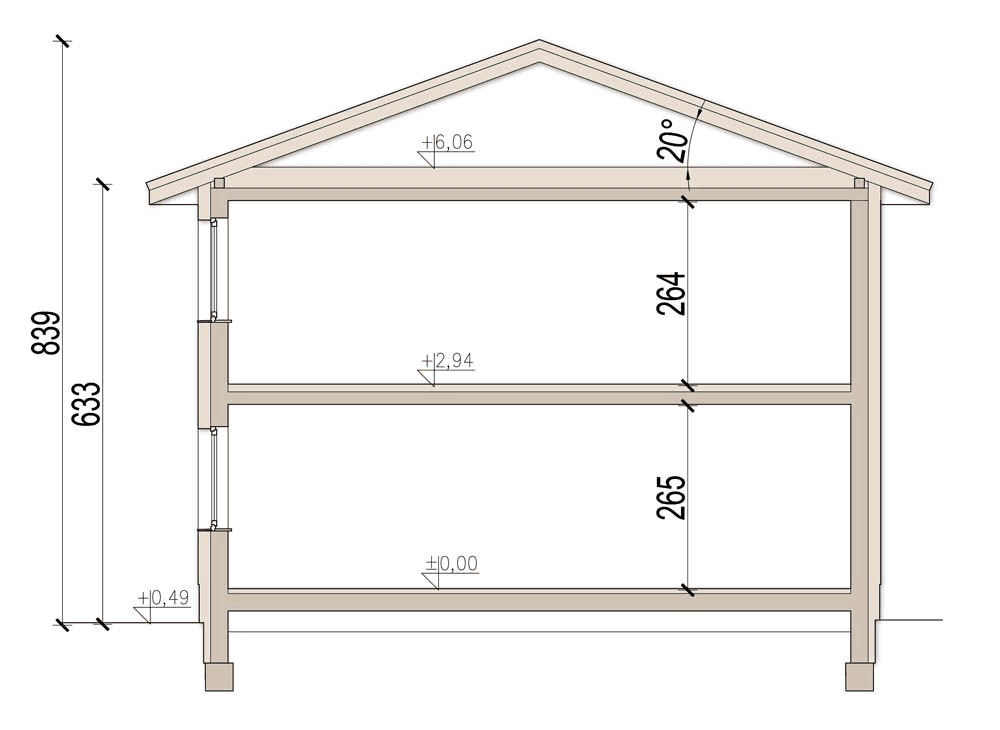 Przekrój domu jednorodzinnego Fresco 3
