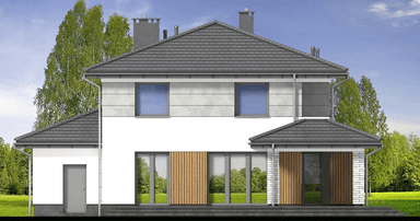 Elewacja prawa domu jednorodzinnego Fresco 3