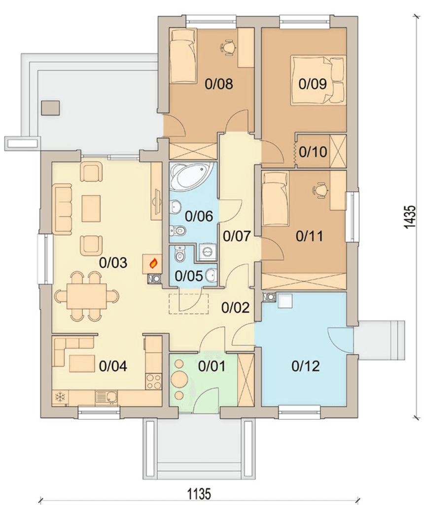 Rzut parteru domu jednorodzinnego Imbir 2