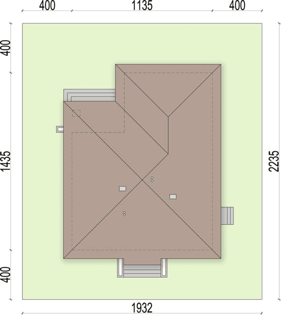 Rzut usytuowania domu jednorodzinnego lmbir 2 na działce